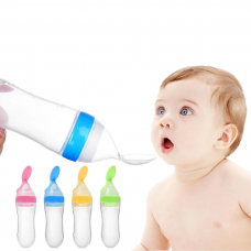 Kūdikių silikoninis buteliukas su šaukšteliu