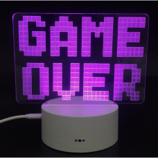 3D LED lempa "Game over"